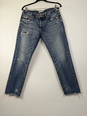 Moussy Vintage Jeans Womens Size Medium Large Straight Leg Cropped Button Fly